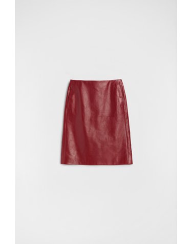질샌더 A라인 레더 미디 스커트 J02MA0399J07231609 CEDAR RED