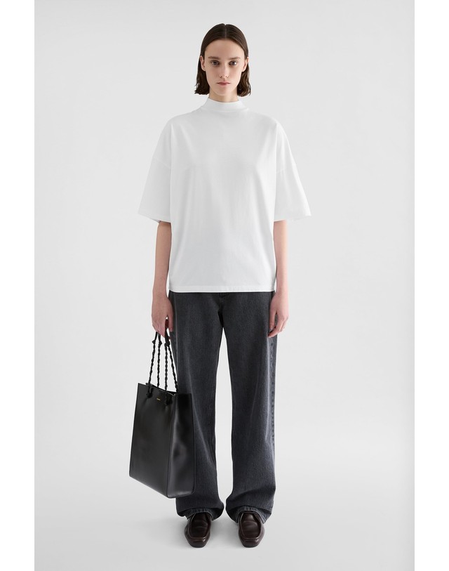 질샌더 질샌더 박시핏 모크넥 코튼 반팔 티셔츠 J02GC0166J45084100 WEISS 화이트 착용컷