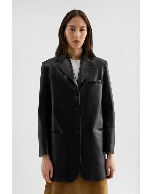 질샌더 질샌더 테일러드 롱 레더 자켓 J03BN0229J07231001 SCHWARZ 블랙 착용컷