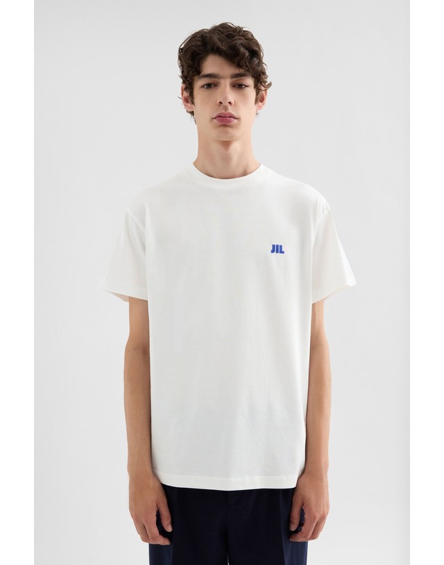 질샌더 질샌더 루즈핏 로고 크루넥 반팔 티셔츠 J22GC0283J45048100 WEISS 화이트 착용컷