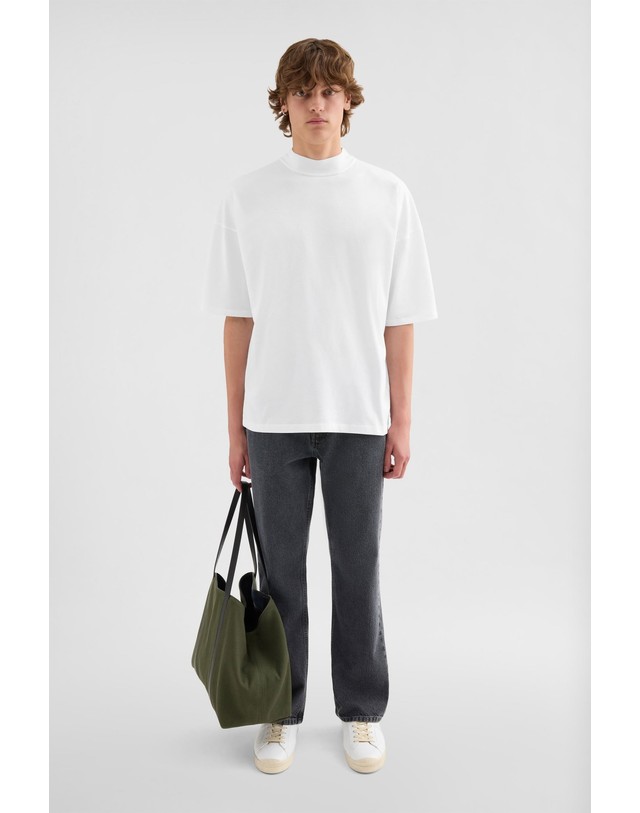 질샌더 질샌더 박시핏 코튼 모크넥 반팔 티셔츠 J22GC0266J45084100 WEISS 화이트 착용컷
