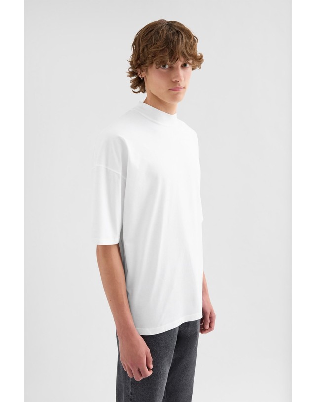 질샌더 질샌더 박시핏 코튼 모크넥 반팔 티셔츠 J22GC0266J45084100 WEISS 화이트 착용컷