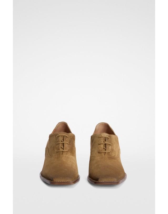 질샌더 질샌더 스웨이드 레이스업 힐 슈즈 J16WQ0028P7685243 WALNUT 카멜 착용컷