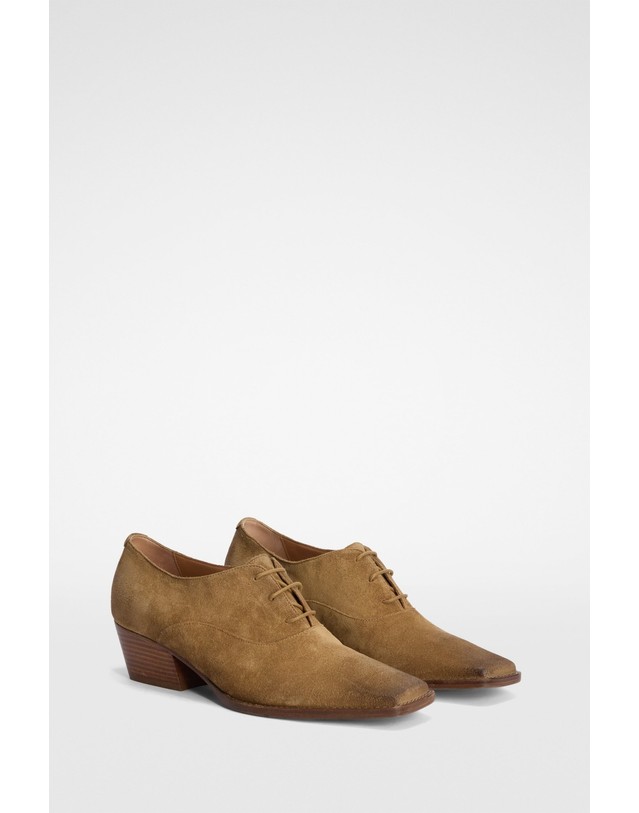 질샌더 질샌더 스웨이드 레이스업 힐 슈즈 J16WQ0028P7685243 WALNUT 카멜 착용컷