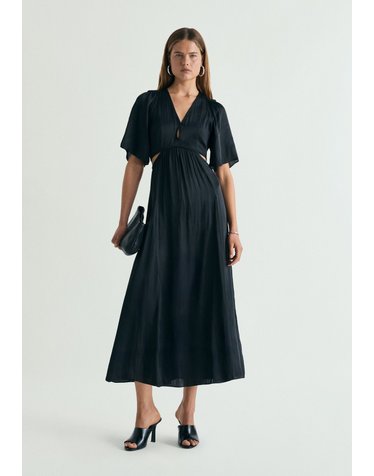 스캘퍼스 컷아웃 새틴 반팔 미디 원피스 66661-scsaten-cut-out-dress-ss26-black BLACK