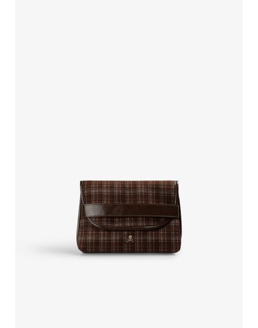 스캘퍼스 체크 패턴 스냅 플랩 파우치 70916-scfabric-neceser-aw2627-browncheck BROWN CHECK
