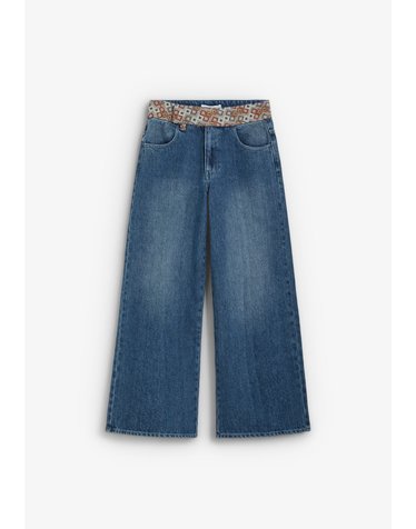 스캘퍼스 에스닉 패턴 큐롯 데님 팬츠 72196-scetnic-trize-denim-pant-aw2627-indigo INDIGO