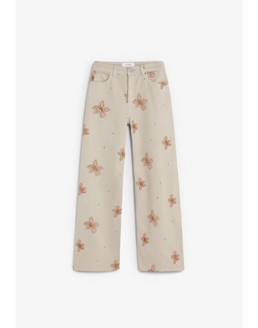 스캘퍼스 플로럴 자수 와이드 데님 팬츠 72296-scnewemb-flower-denim-pant-aw2627-camel CAMEL