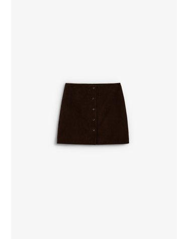스캘퍼스 프론트 버튼 미니 스커트 66573-scsuede-mini-skirt-aw2526-darkbrown DARK BROWN