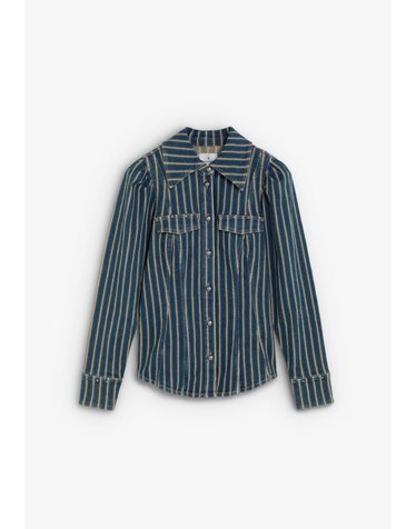 스캘퍼스 슬림핏 스트라이프 데님 긴팔 셔츠 66172-scstripes-denim-shirt-ss26-indigostripes INDIGO STRIPES
