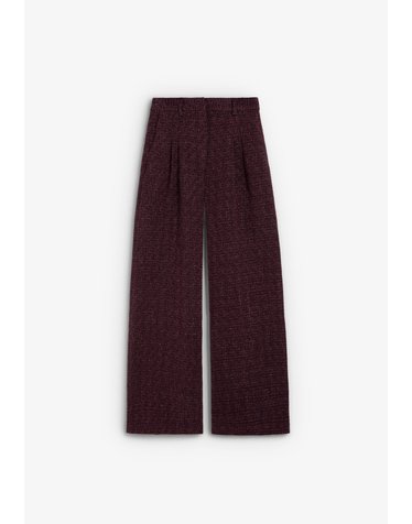 스캘퍼스 트위드 하이웨이스트 와이드 팬츠 72168-sccoco-lurex-pant-aw2627-burgundy BURGUNDY