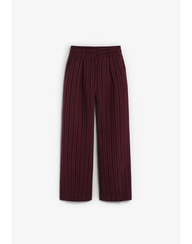 스캘퍼스 스트라이프 핀턱 와이드 팬츠 72301-scobom-stripes-pant-aw2627-burgundystripes BURGUNDY STRIPES