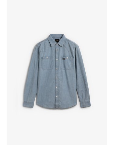 랭글러 포켓 샴브레이 코튼 긴팔 셔츠 72450-chambray-shirt-indigo-core-ib-denim DENIM