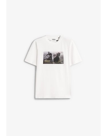 바버 포토 그래픽 크루넥 반팔 티셔츠 74263 WHITE