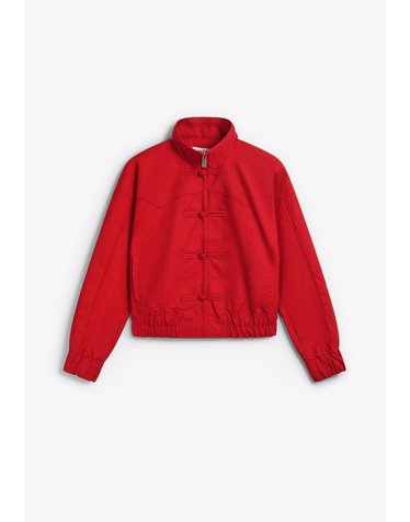 라감 하이넥 집업 리본 봄버 자켓 74711 RED
