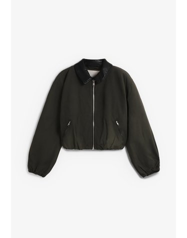 벨레로즈 크롭 볼륨 소매 집업 봄버 자켓 74970 DARK GREEN