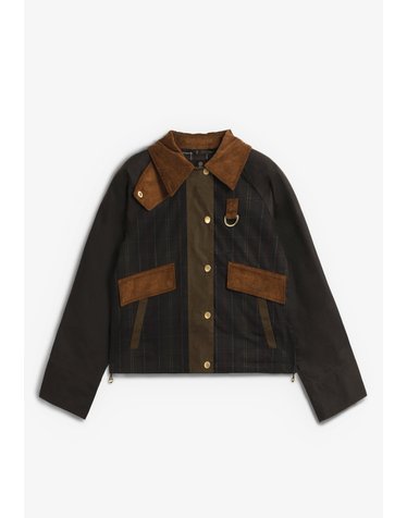 바버 왁스 체크 코듀로이 칼라 크롭 재킷 78888 KHAKI