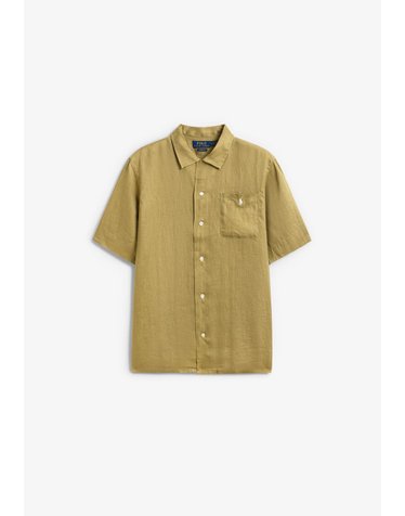 폴로 랄프 로렌 린넨 패치 포켓 자수 반팔 셔츠 74030 BROWN