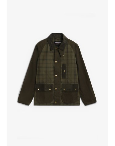 바버 타탄 체크 면 코듀로이 카라 자켓 74248 GREEN