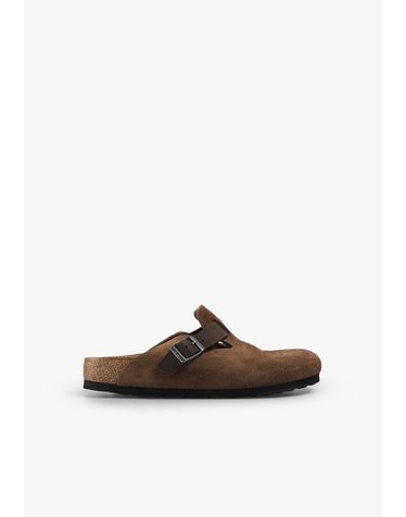 버켄스탁 보스턴 스웨이드 버클 뮬 슬리퍼 72594 BROWN