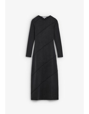 스캘퍼스 골지 니트 긴팔 롱 원피스 72216 DARK GREY
