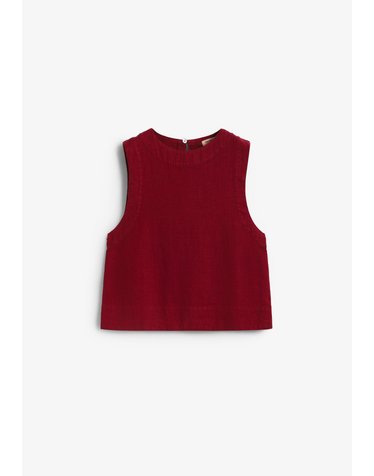 더뉴소사이어티 린넨 크롭 민소매 탑 70599 BURGUNDY