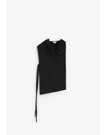 스캘퍼스 카울넥 민소매 비대칭 리본 탑 66724 BLACK