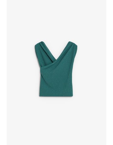 스캘퍼스 크로스 스트라스 민소매 탑 72241 GREEN