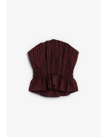 스캘퍼스 스트라이프 셔링 오프숄더 탑 72302 BURGUNDY STRIPES