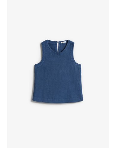 미앤코 린넨 라운드넥 백오픈 민소매 탑 68383 BLUE