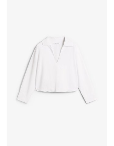 삼소앤삼소 브이넥 크롭 텐셀 린넨 블라우스 68573 WHITE