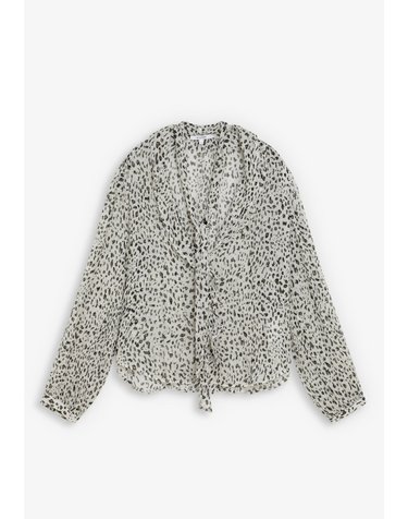 스캘퍼스 프린트 러플 타이넥 블라우스 72263 ANIMAL PRINT