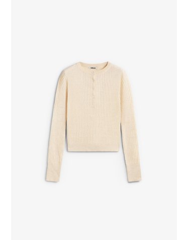 벨레로즈 골지 니트 헨리넥 긴팔 탑 74978 WHITE