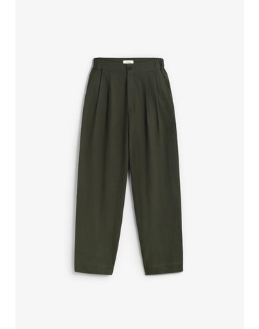 언페인드 시어서커 플리츠 와이드 팬츠 74128 KHAKI