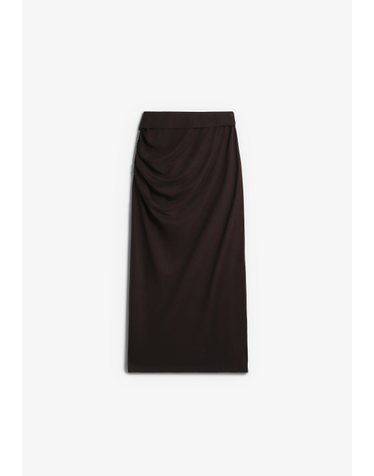 세선 드레이프 개더 미디 스커트 74953 BROWN