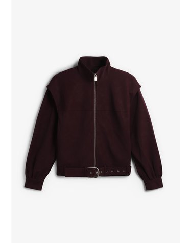 라감 벨트 봄버 집업 자켓 74707 BURGUNDY