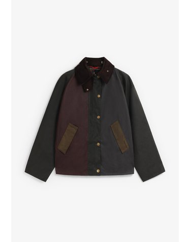 바버 배색 칼라 패치워크 왁스 재킷 78887 MULTICOLOR
