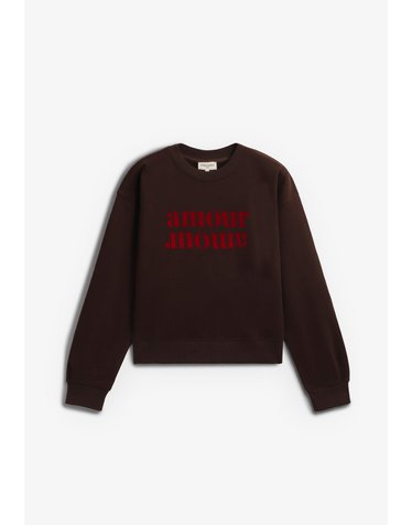 그레이스앤밀라 그래픽 크롭 크루넥 맨투맨 74761 BROWN