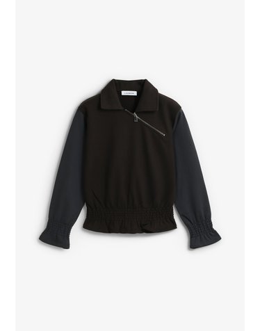 라감 컬러블록 집업 스모킹 맨투맨 74736 BROWN