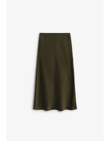 삼소앤삼소 새틴 슬릿 롱 스커트 64781 DARK GREEN