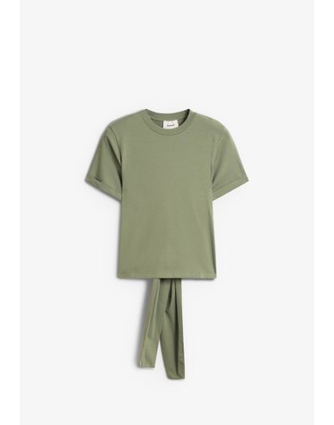 바쉬 백오픈 타이 크루넥 반팔 티셔츠 68445 KHAKI