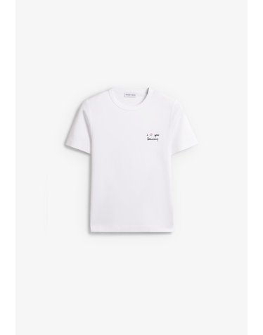 메종라비쉬 자수 레터링 라운드넥 반팔 티셔츠 74678 WHITE