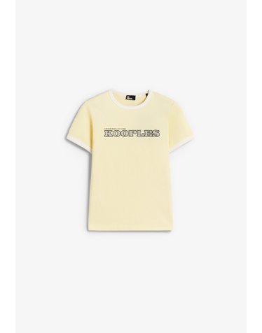 더쿠플스 스트라스 로고 라운드넥 반팔 티셔츠 72568 LIGHT YELLOW