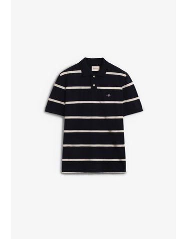 간트 스트라이프 로고 반팔 폴로셔츠 70823 NAVY