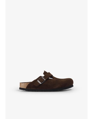 버켄스탁 스웨이드 레더 버클 클로그 72597 DARK BROWN