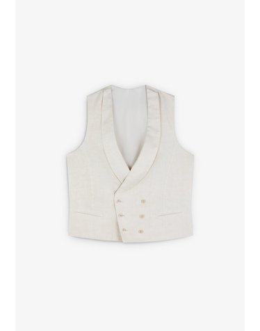스캘퍼스 린넨 숄칼라 더블버튼 베스트 42625 BEIGE