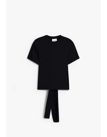 바쉬 백오픈 타이 라운드넥 반팔 티셔츠 68445 BLACK