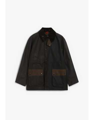 바버 오버핏 왁스 코튼 패치워크 자켓 65226 DARK GREEN