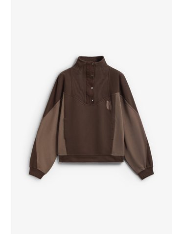 바쉬 하이넥 스냅버튼 자수 맨투맨 78471 BROWN