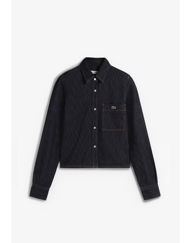 라코스테 스냅버튼 크롭 데님 오버셔츠 78722 DENIM